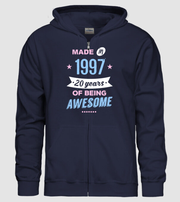 Made in - 1997 model albastru închis pe tricou