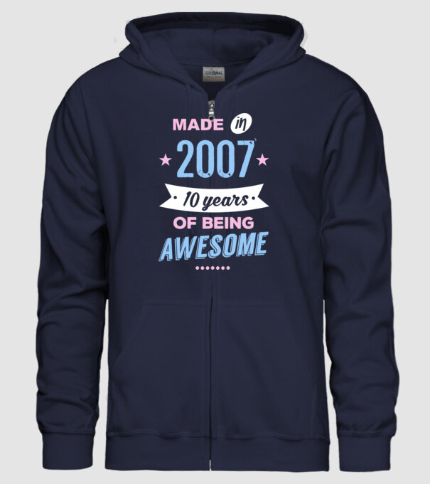 Made in - 2007 model albastru închis pe tricou