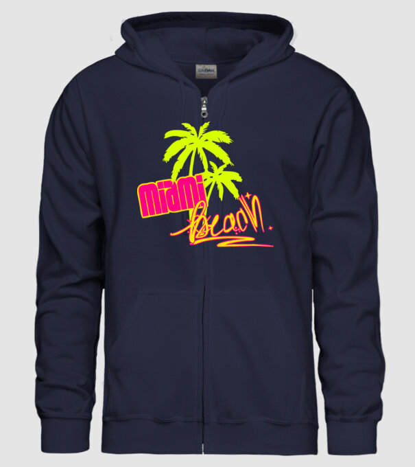 Miami beach model albastru închis pe tricou