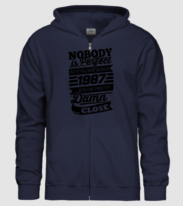 Nobody is perfect - Born in 1987 model albastru închis pe tricou