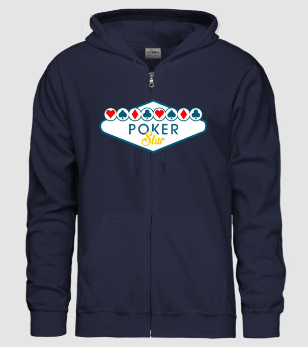 Star Poker model albastru închis pe tricou