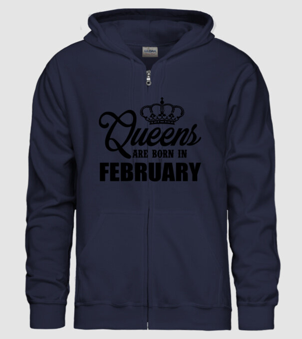 Queens are born in - February model albastru închis pe tricou