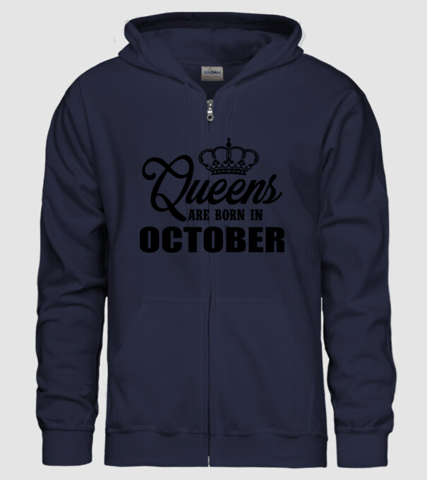 Queens are born in - October model albastru închis pe tricou