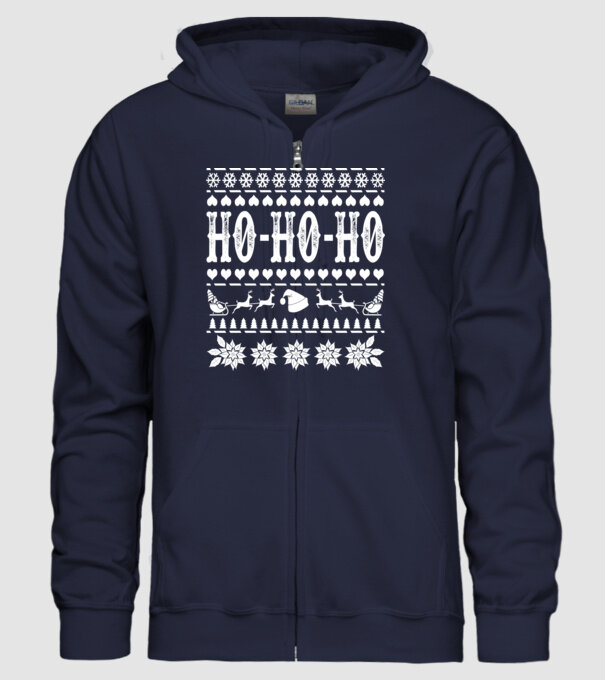 Ugly sweater hohoho model albastru închis pe tricou