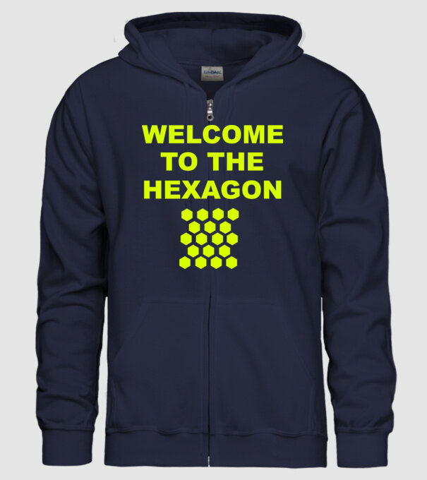 Welcome to the hexagon model albastru închis pe tricou
