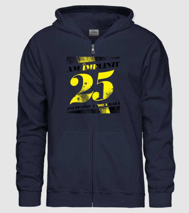 Am împlinit 25 ani pentru a doua oară model albastru închis pe tricou