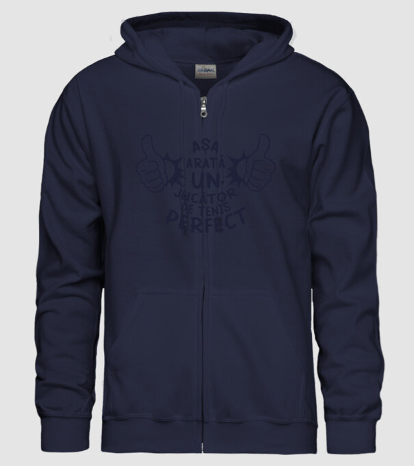 Așa arată un JUCĂTOR DE TENIS perfect model albastru închis pe tricou