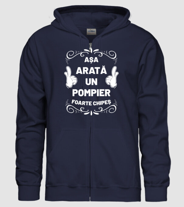 Așa arată un pompier foarte chipeș model albastru închis pe tricou