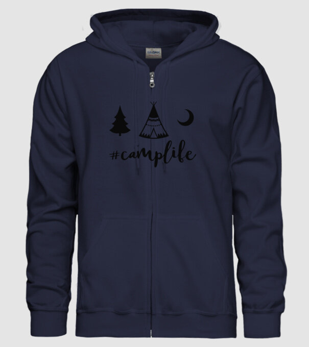 camplife model albastru închis pe tricou