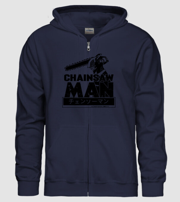 CSM - Chainsaw Man model albastru închis pe tricou