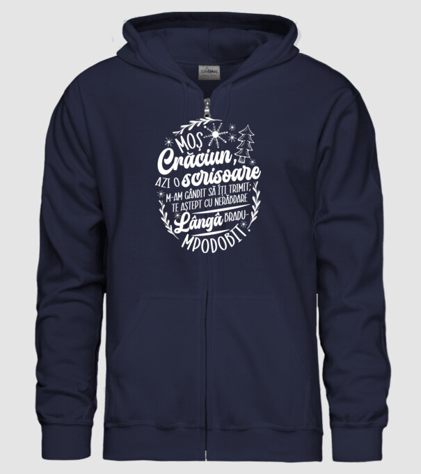 Moş Crăciun model albastru închis pe tricou