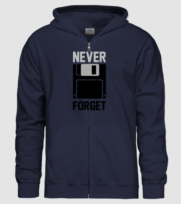 Never Forget model albastru închis pe tricou