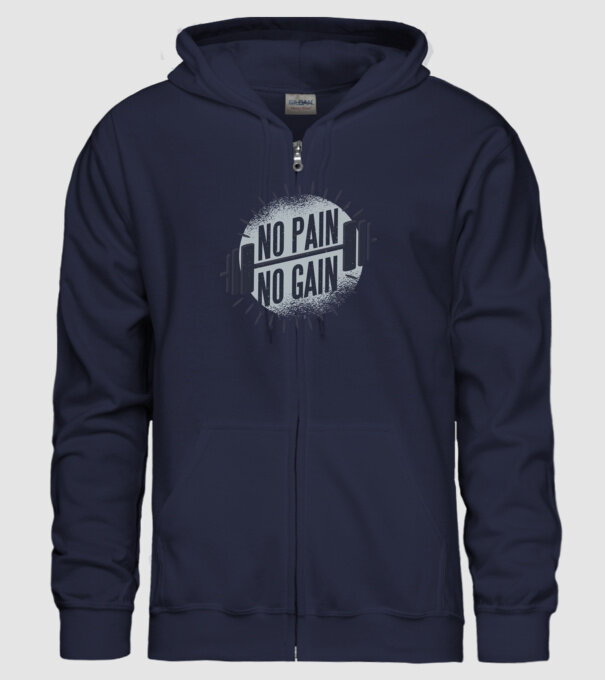 No pain no gain round model albastru închis pe tricou