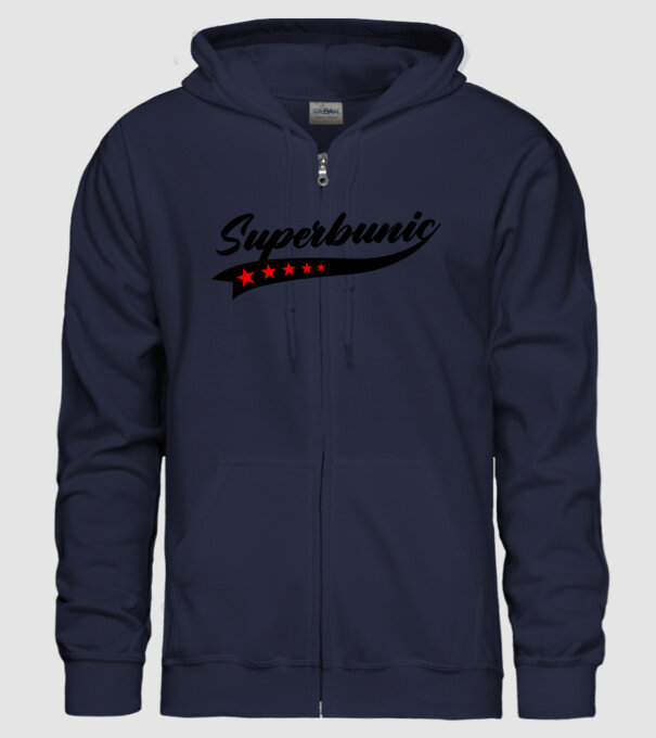 superbunic model albastru închis pe tricou