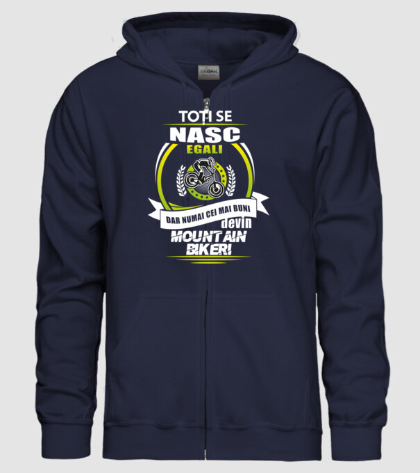 Toți se nasc egali, dar numai cei mai buni devin mountain bikeri model albastru închis pe tricou