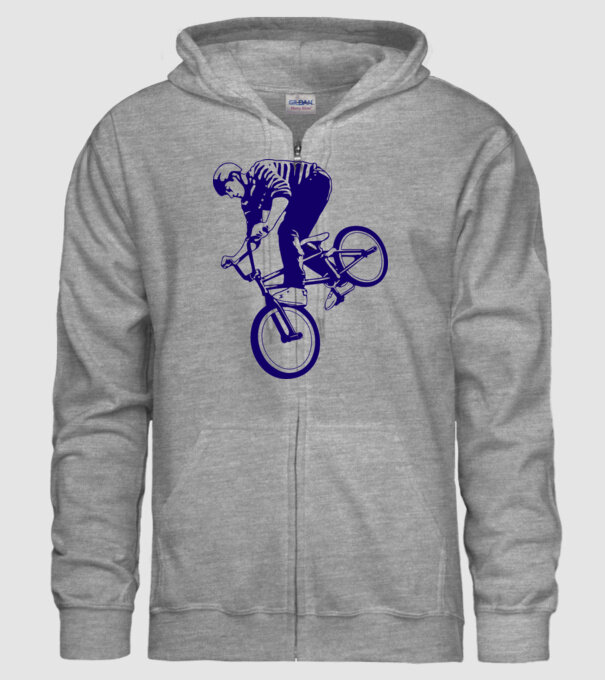 BMX stunt model gri pe tricou