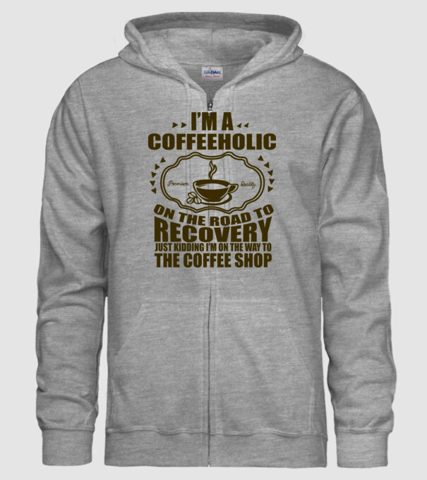 Coffeholic model gri pe tricou