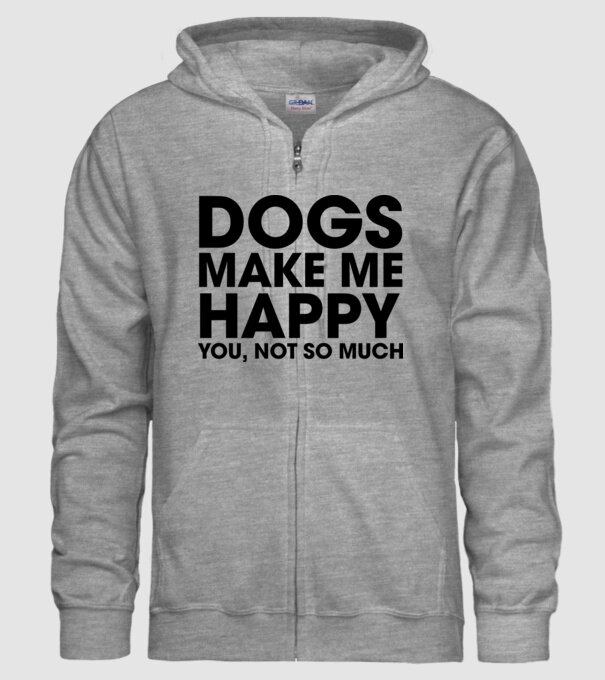Dogs make me happy model gri pe tricou