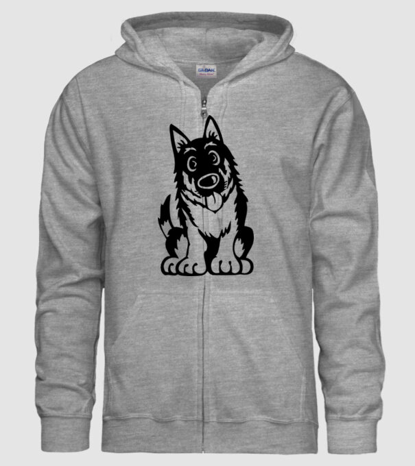 câine lup model gri pe tricou