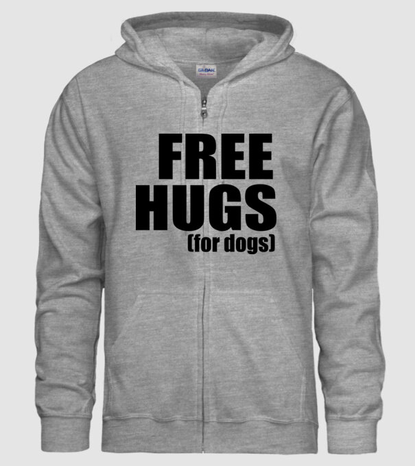 Free hugs for dogs model gri pe tricou