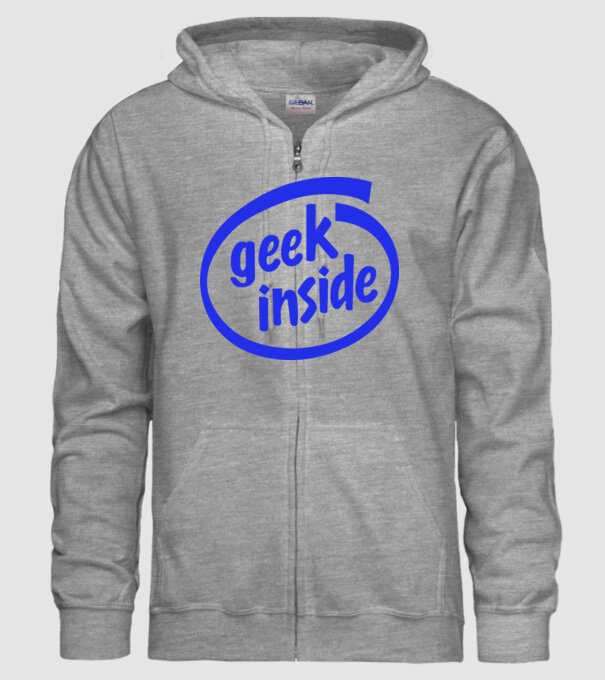 Geek inside model gri pe tricou