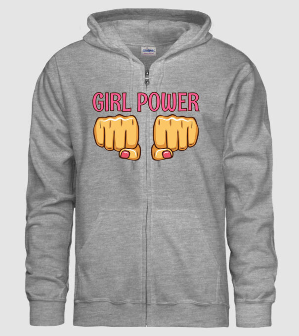 Girl Fist model gri pe tricou