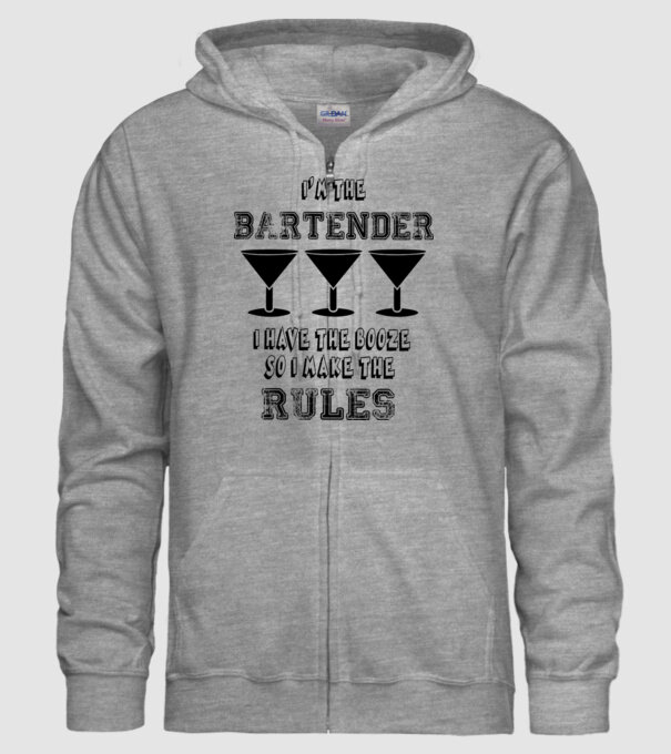 'I''m the bartender, I have the booze so I make the rules' model gri pe tricou