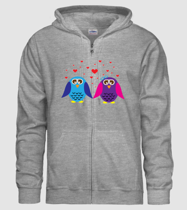 Owl Love model gri pe tricou