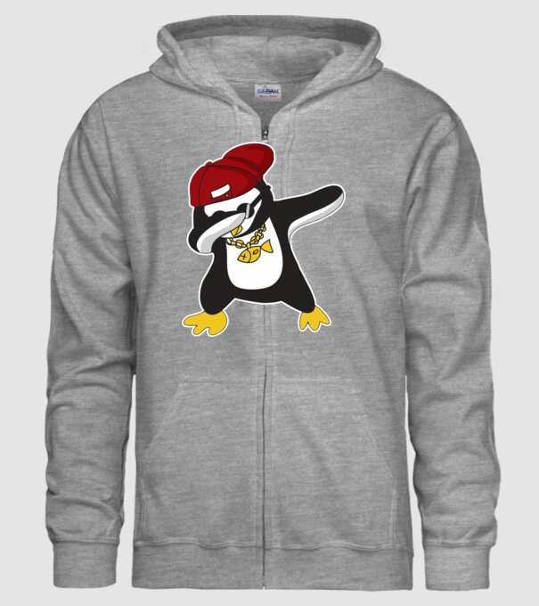 Pinguin DAB model gri pe tricou