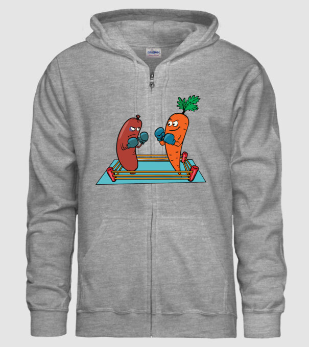sausage vs carrot model gri pe tricou