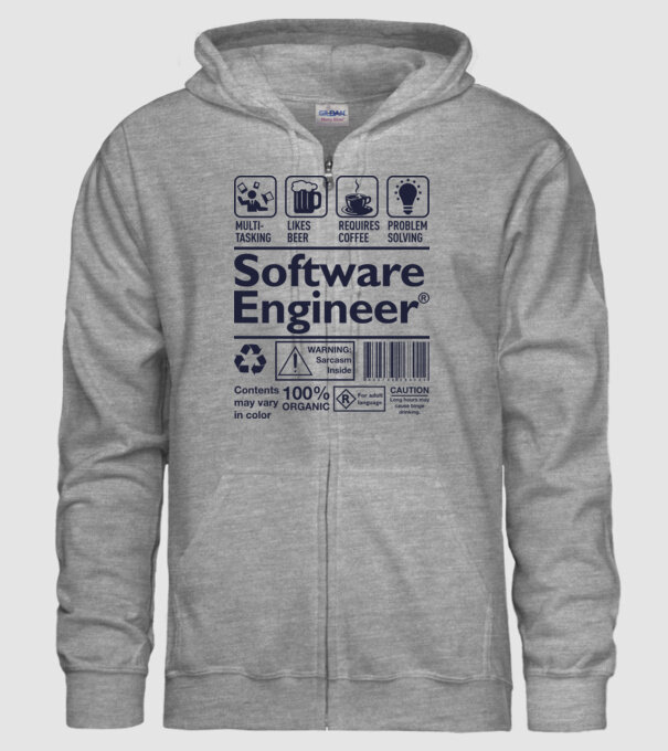 Software Engineer model gri pe tricou