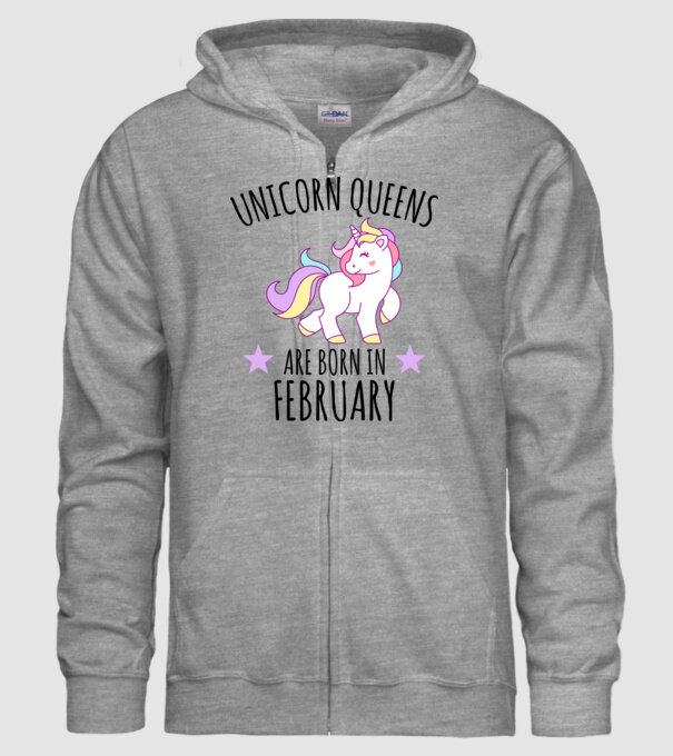 Unicorn queens are born in - February model gri pe tricou