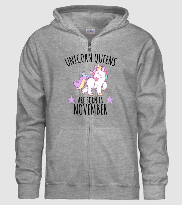 Unicorn Queens are born in - November model gri pe tricou
