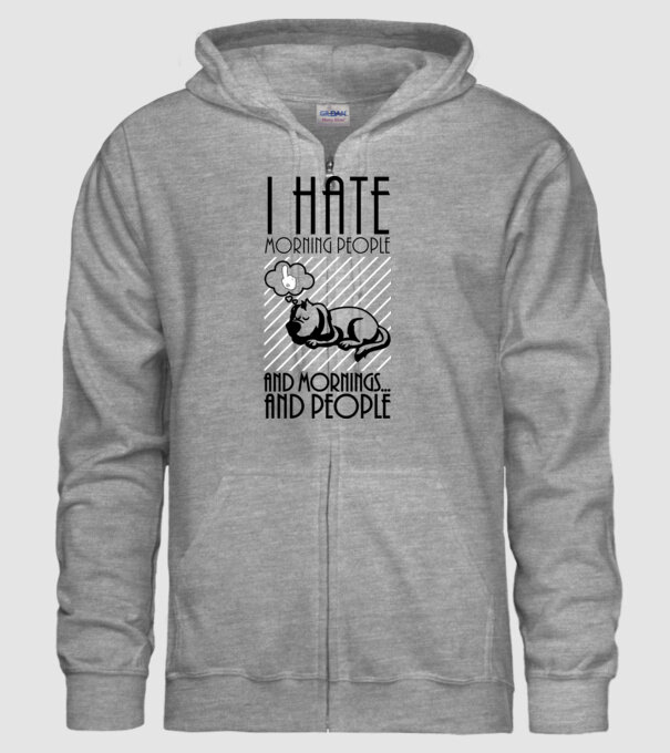 Urăsc dimineața model gri pe tricou