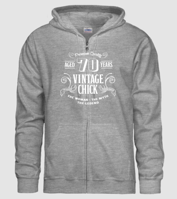 Vintage chick - 70 model gri pe tricou