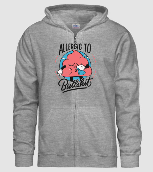 Allergic to bullshit antisocial model gri pe tricou