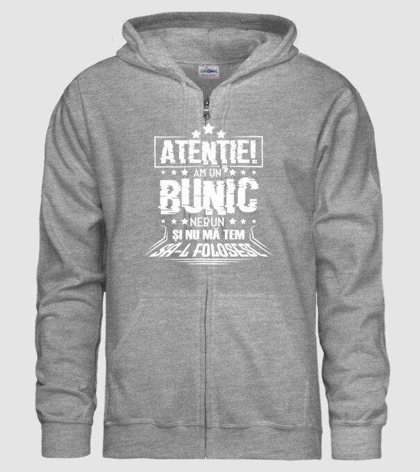 Atenție! Am un bunic nebun și nu mă tem să-l folosesc. model gri pe tricou