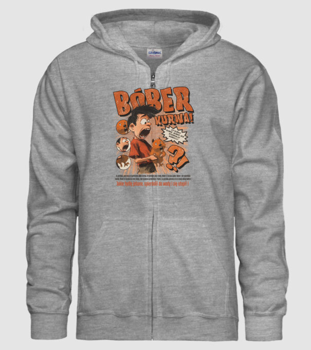 Bobr Kurwa comic model gri pe tricou