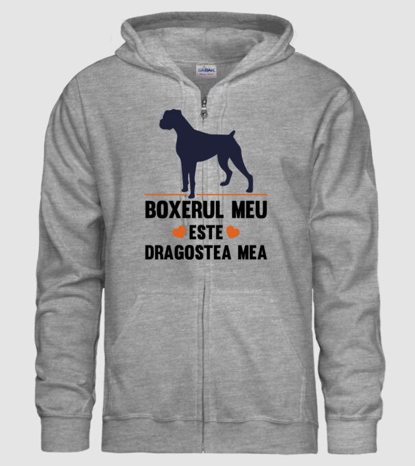 boxerul meu este dragostea mea model gri pe tricou