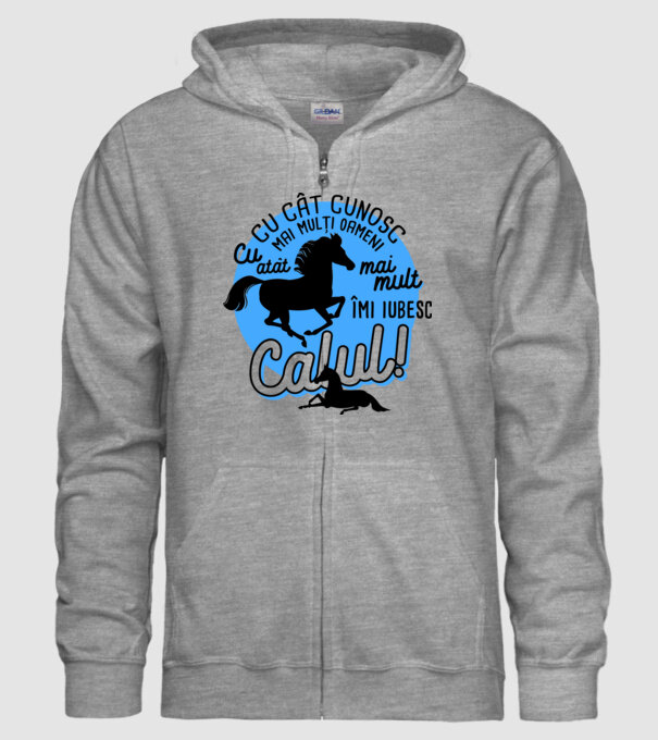 Cu cât cunosc mai mulți oameni, cu atât mai mult îmi iubesc calul model gri pe tricou