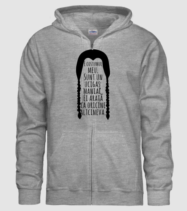 E costumul meu. Sunt un ucigaș maniac. Ei arată ca oricine altcineva. model gri pe tricou