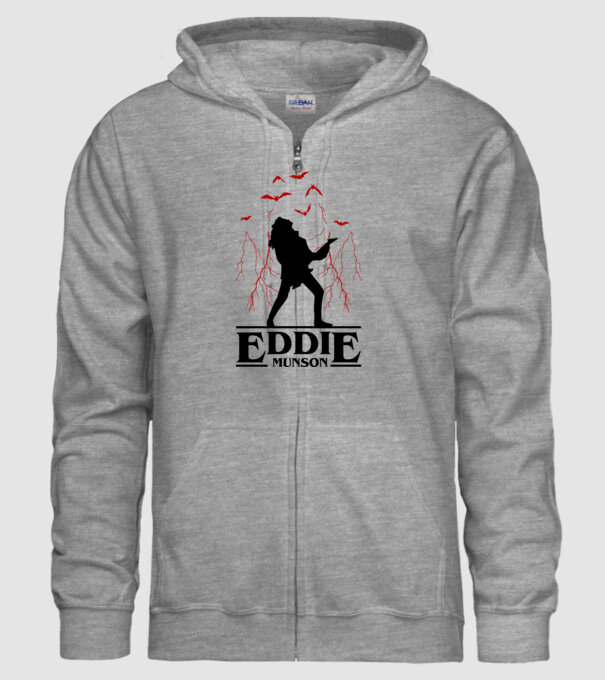 eddie munson stranger things model gri pe tricou