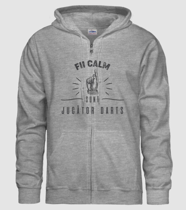 fii calm, sunt jucător darts model gri pe tricou