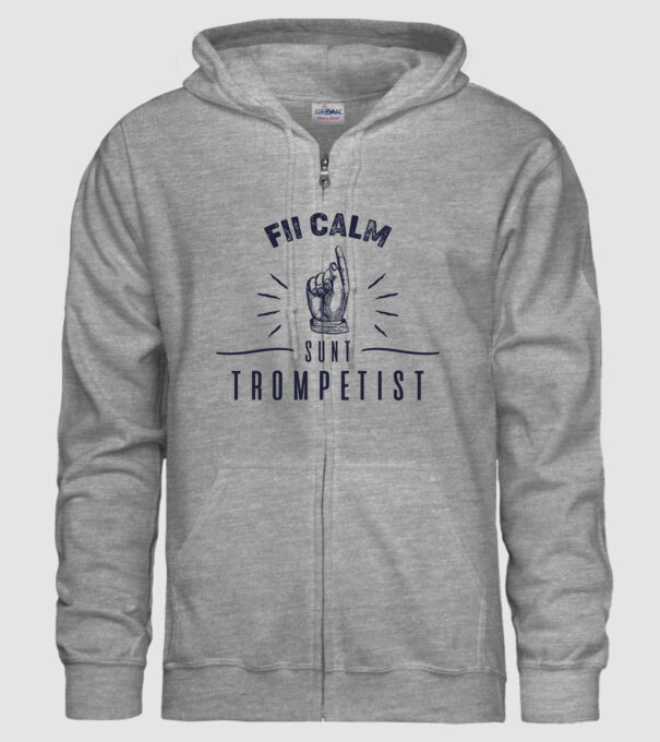 fii calm, sunt trompetist model gri pe tricou