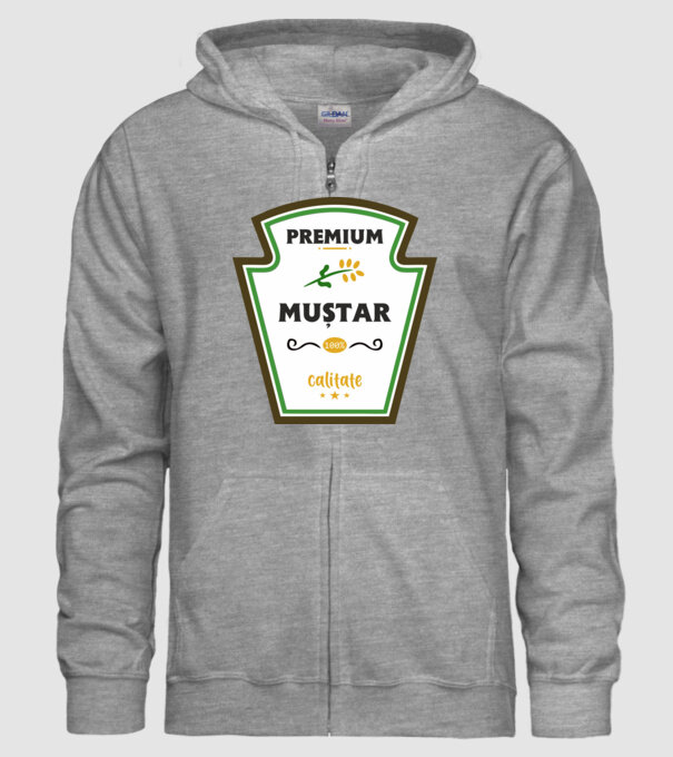 muștar premium - calitate model gri pe tricou