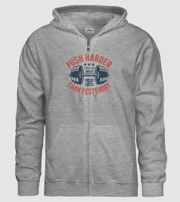 push harder model gri pe tricou