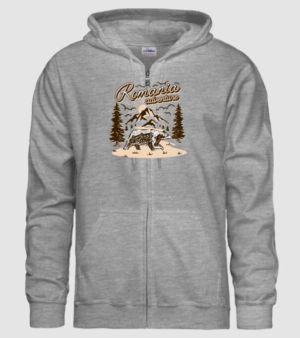 Romania bear adventure model gri pe tricou