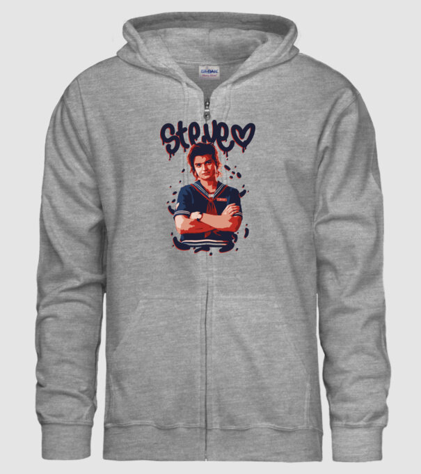 steve stranger things model gri pe tricou