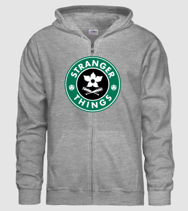 stranger things starbucks model gri pe tricou
