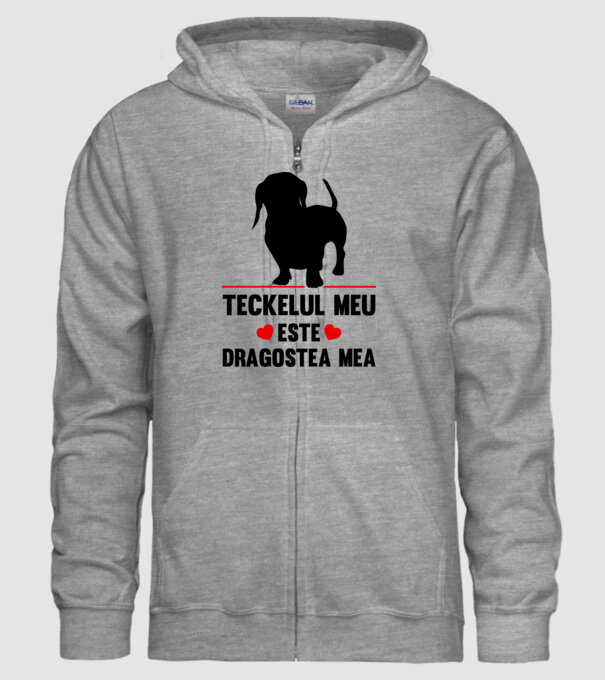 teckelul meu este dragostea mea model gri pe tricou
